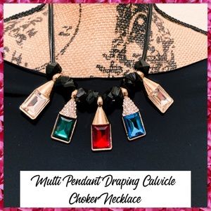 Festive Multi Pendant Handmade Draping Calvicle Choker Necklace